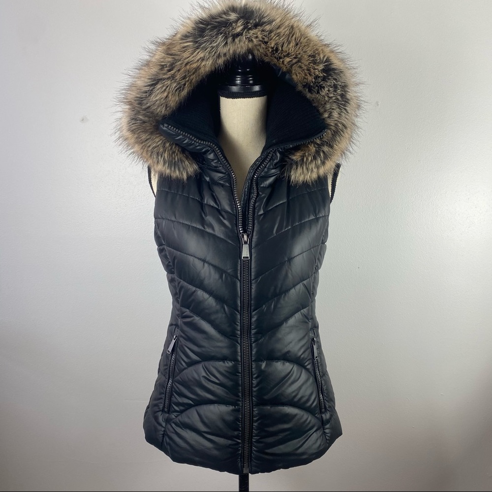 BCBG Puffer Vest Faux Fur Sz S